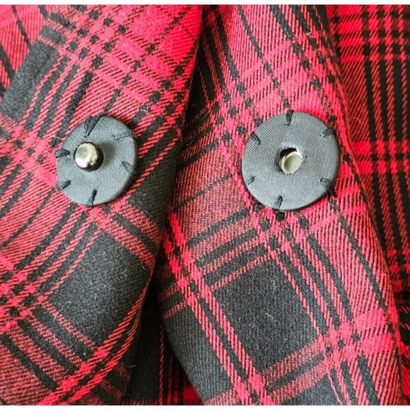 Chicwish Womens Red Black Plaid Bow Coat, Size Large, Snap Closure, NWOT, **READ - Picture 7 of 8